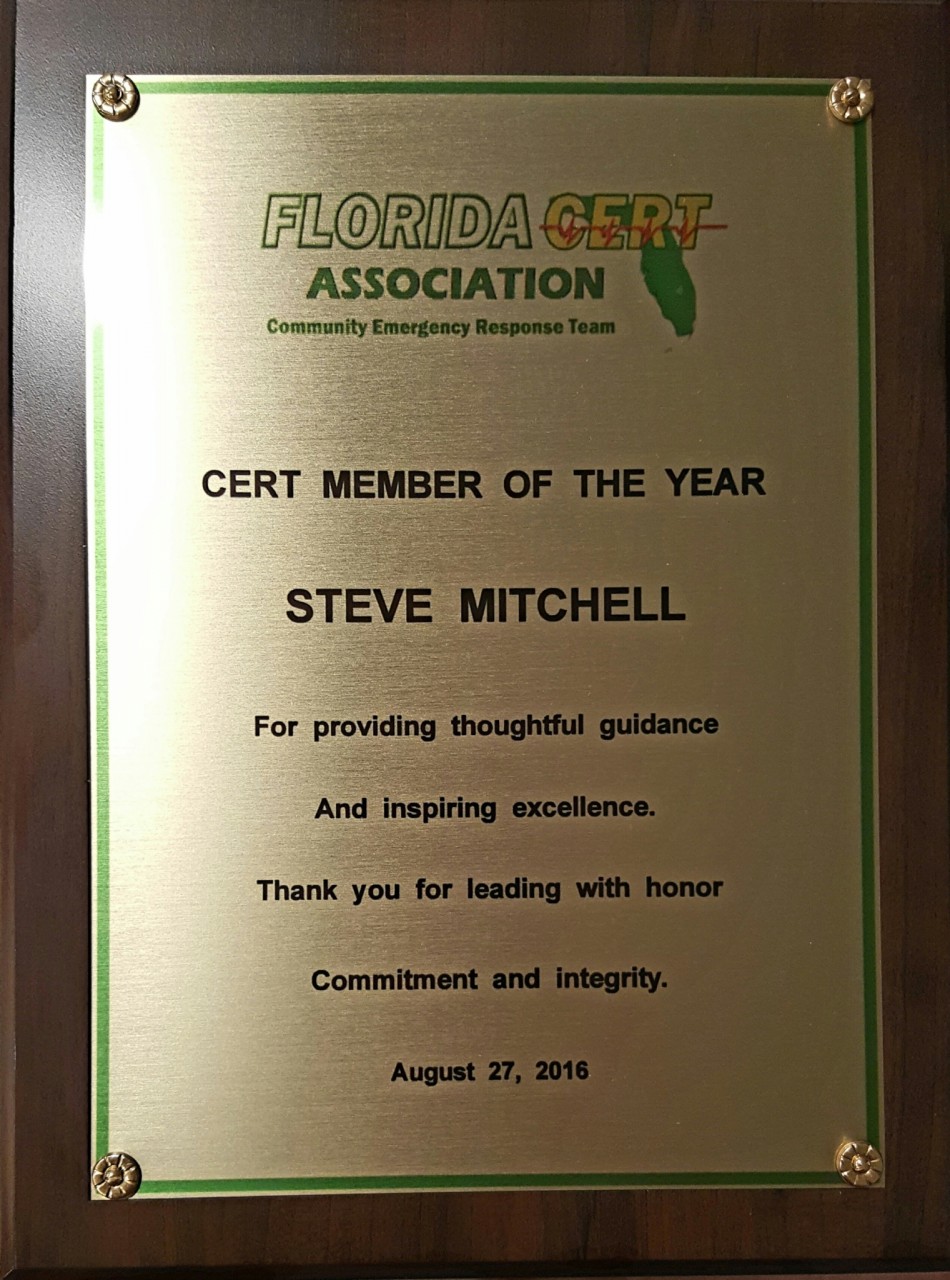 Steve Mitchell Named Florida CERT Association CERT Member of the Year